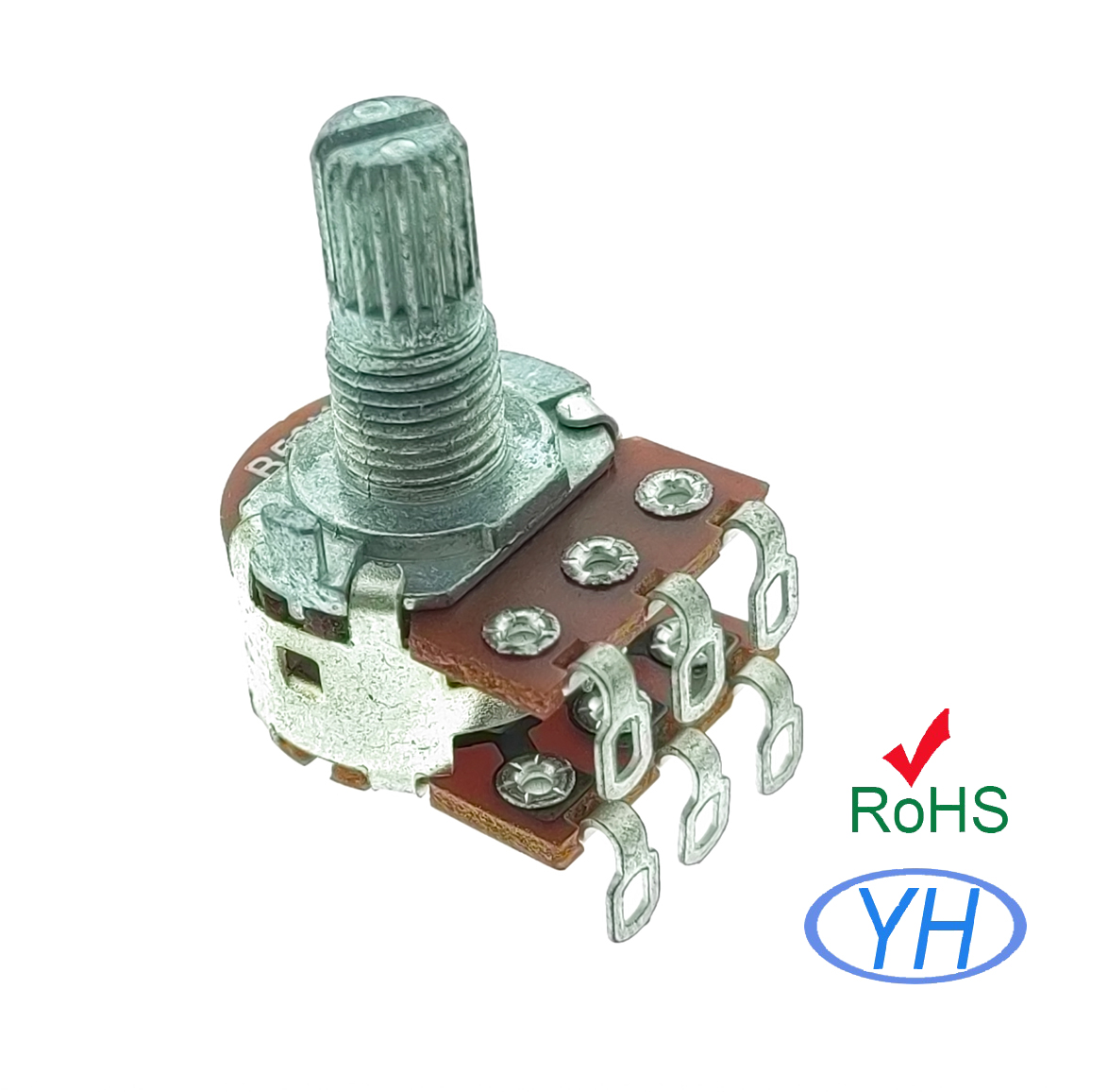 16MM Dual Gang Stereo 6 pins B10K 10K 20K 50K 100K 250K 500K 1M ohm Rotary Potentiometer with Soldering terminal