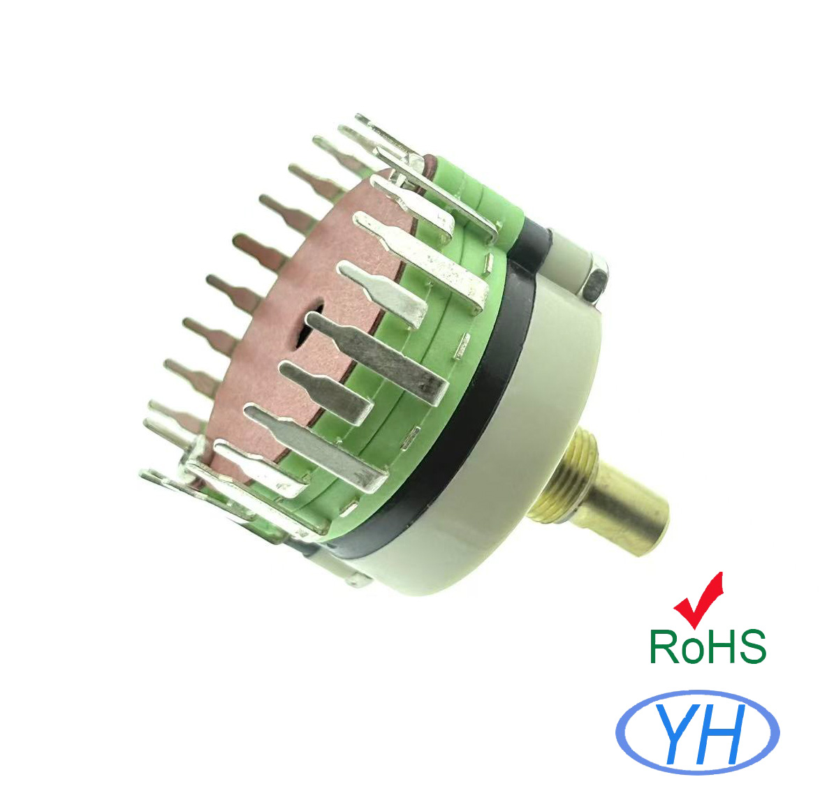 Vertical PCB mount pins 12 positions 32mm Rotary Route Switch 3 pole 2~12 position 32mm  rotary switch